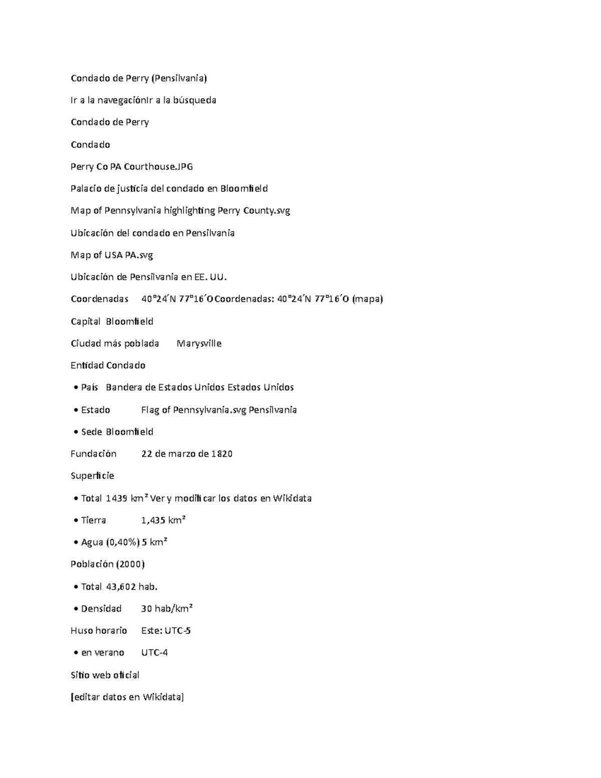 Condado de Perry Apuntes 1 Condado de Perry (Pensilvania) Ir a la