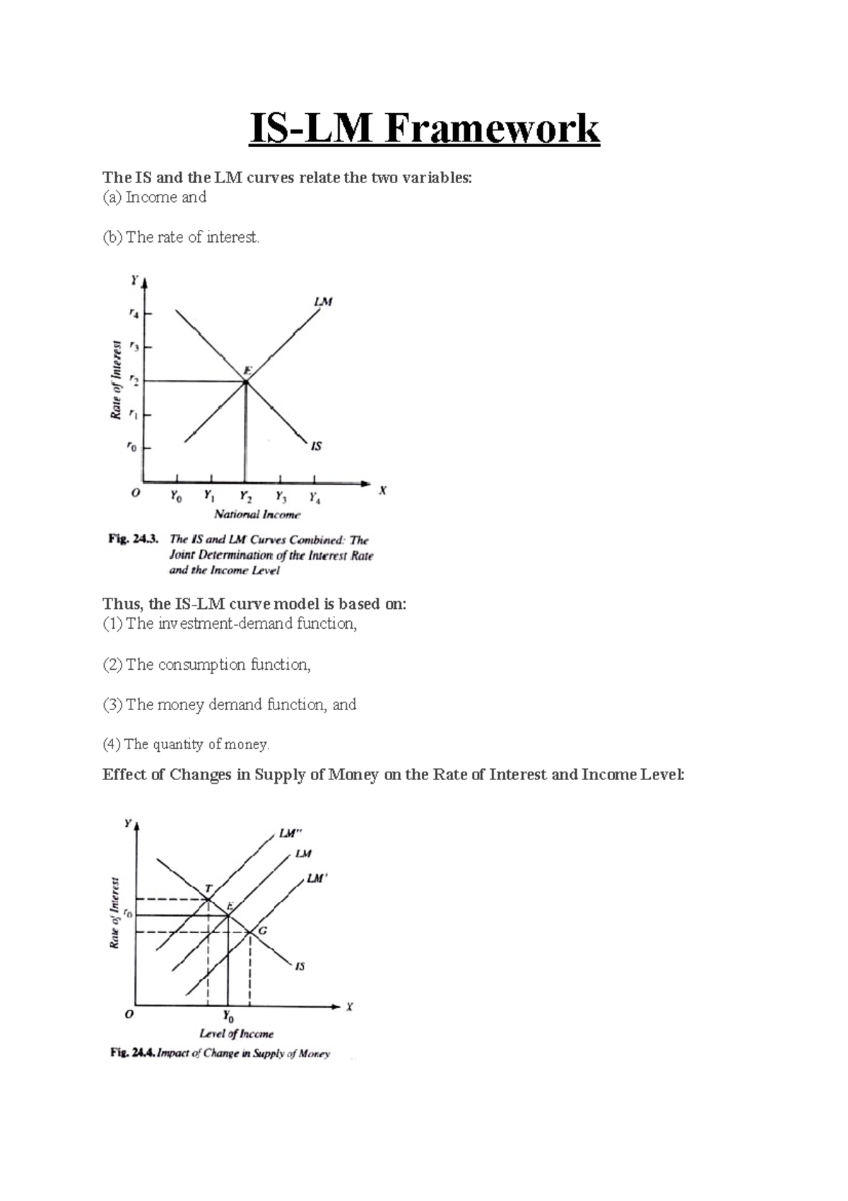 Is Lm Framework Www Is Lm Framework The Is And The Lm Curves Relate The Two Variables A Studocu