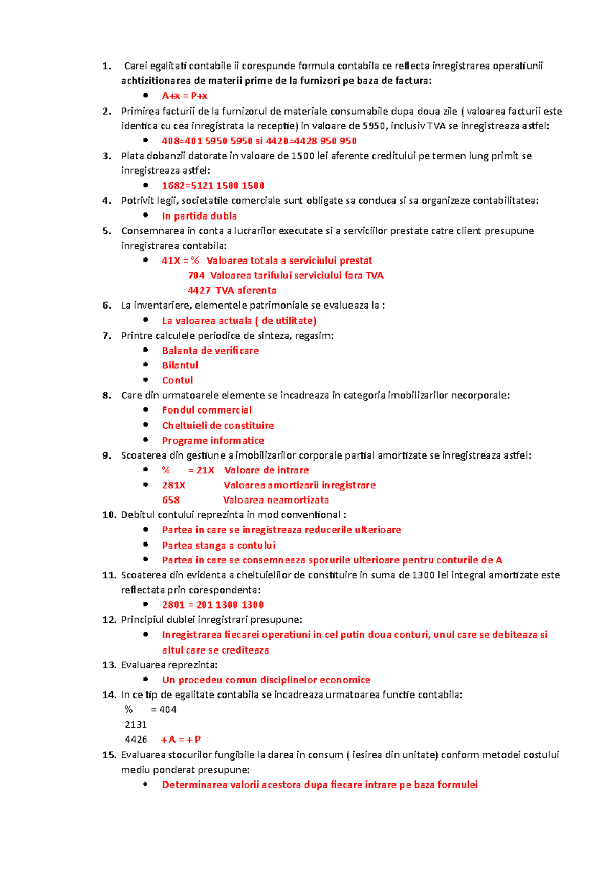 Grile- Contabilitate - Carei egalitati contabile ii corespunde formula ...