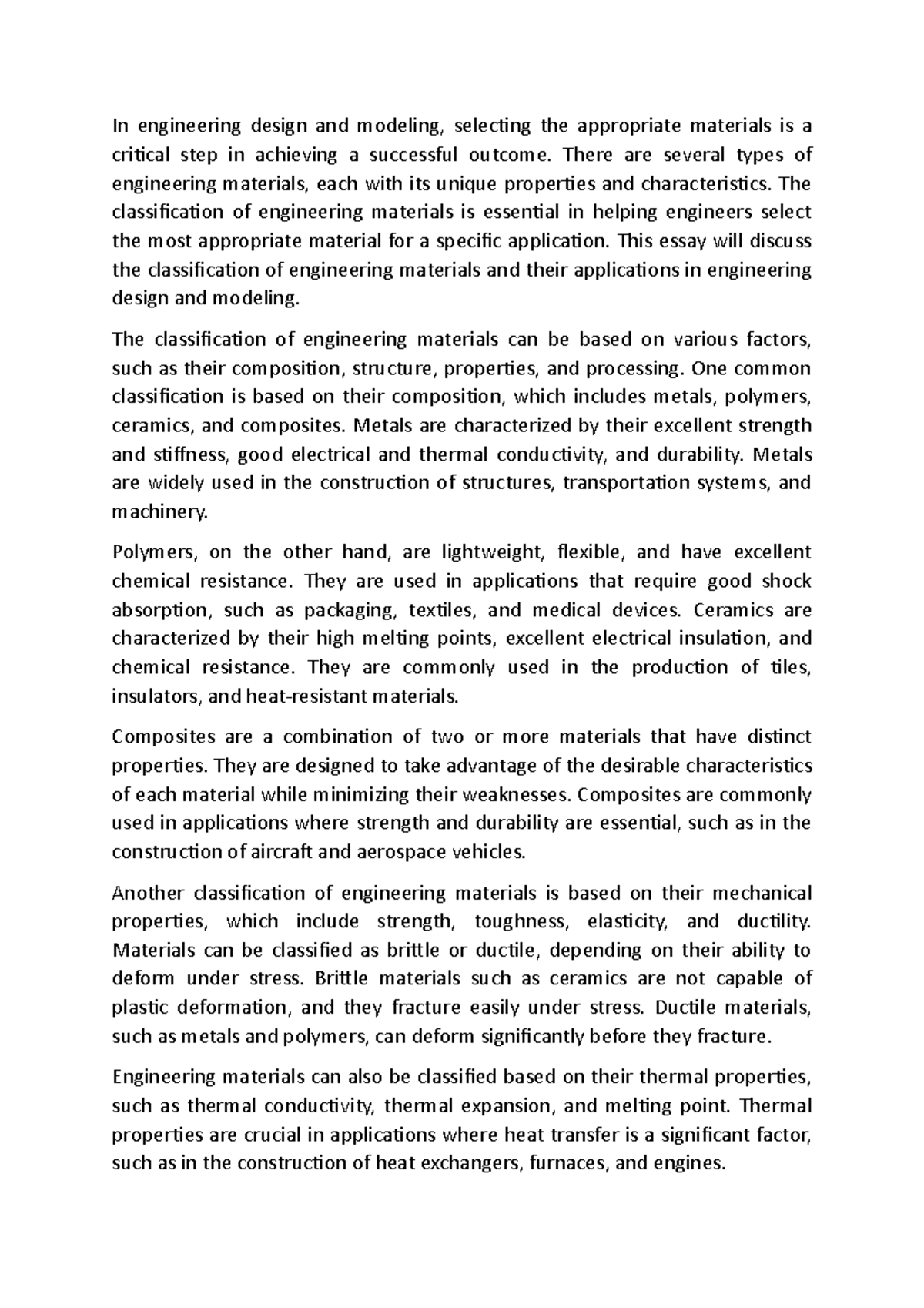 Classification of engineering material - In engineering design and ...