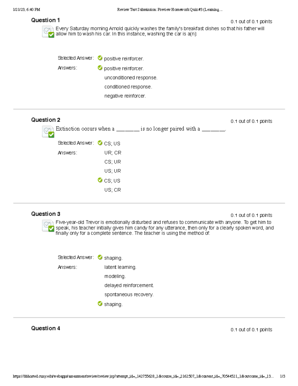 Quiz #3 (Learning - 1/21/23, 6:40 PM Review Test Submission: Preview ...