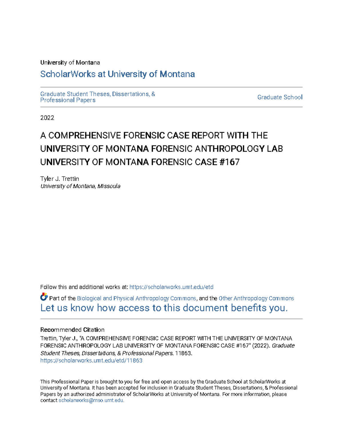 A Comprehensive Forensic CASE Report WITH THE University OF Monta ...