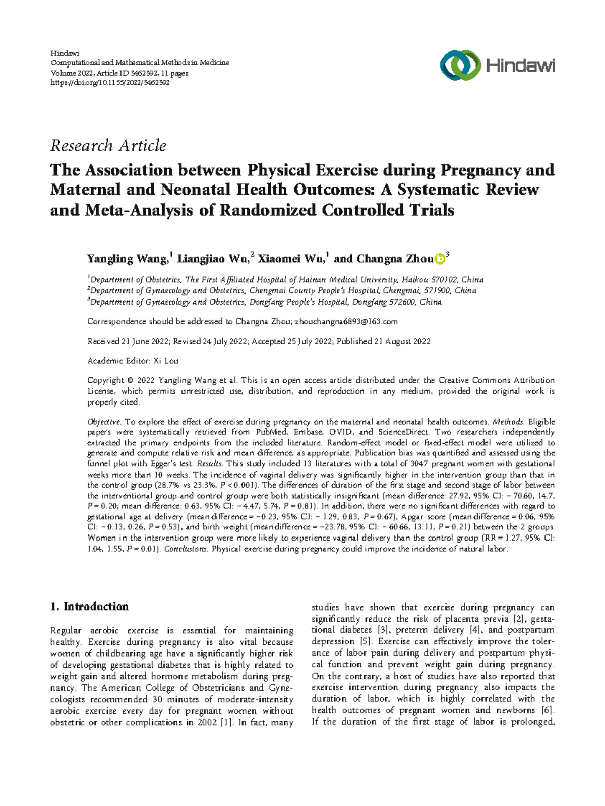 PIOCT Paper Article - Research Article The Association between Physical ...
