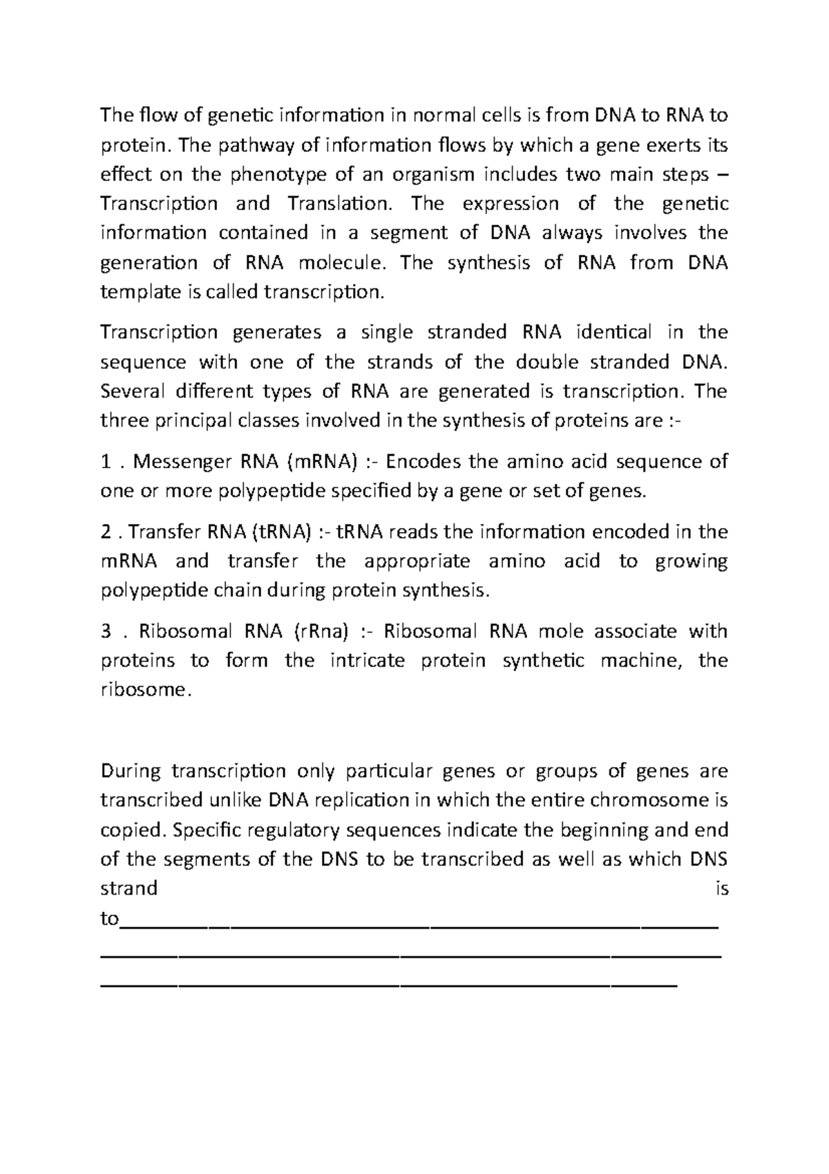 DNA to RNA to protein - aaaaaaaaa - The flow of genetic information in ...