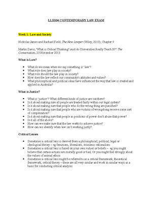 Week 1 - Week 1 Notes - LLB104 - QUT - Studocu