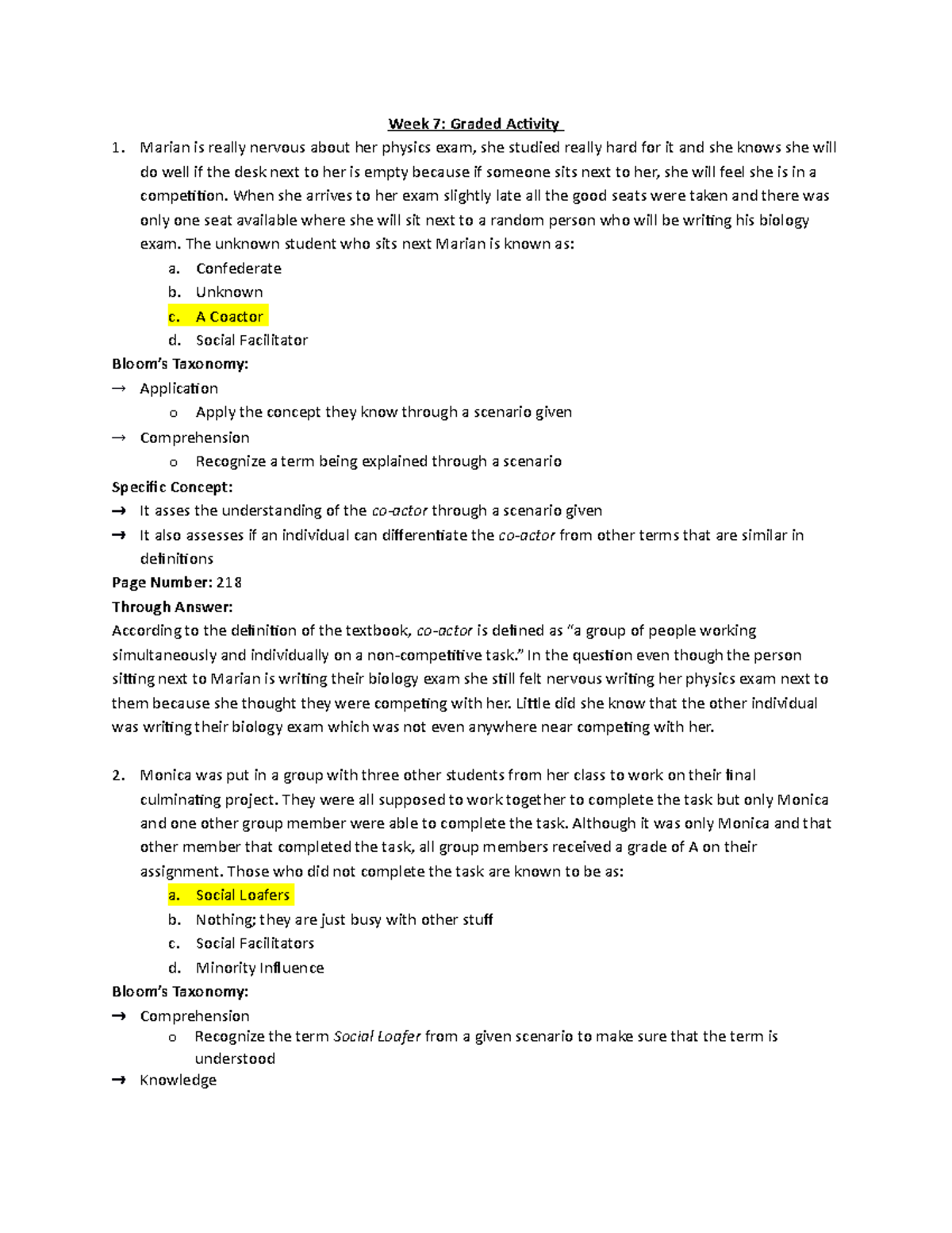 Activity 7 - assignment - Week 7: Graded Activity Marian is really ...