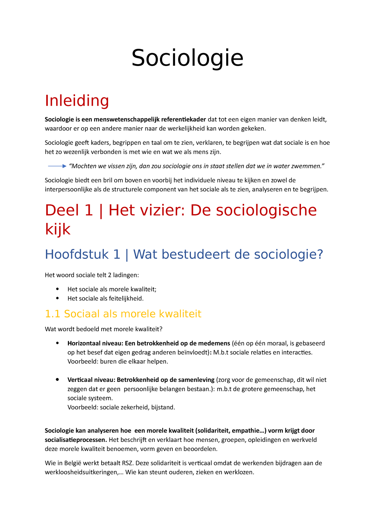 Samenvatting Sociologie - Sociologie Inleiding Sociologie Is Een ...