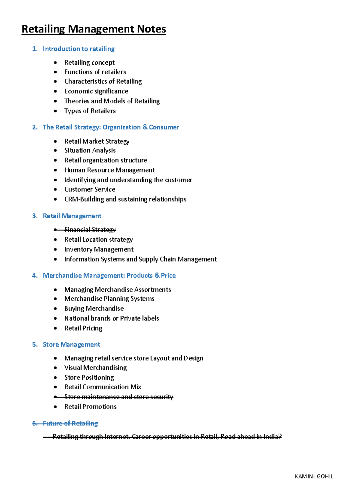 Retailing Management KG - Retailing Management Notes 1. Introduction to ...