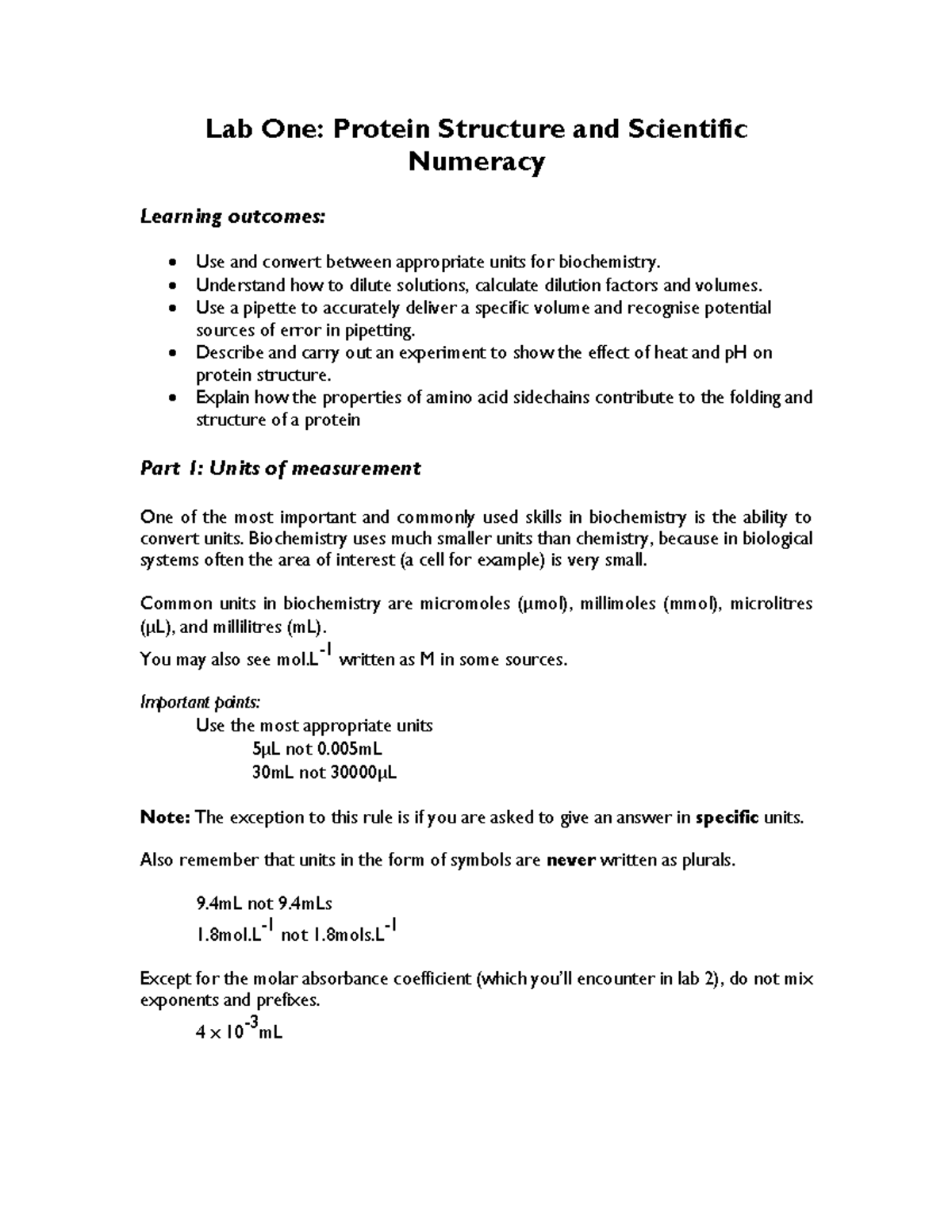 Lab 1. Summary 2021 - Lab One: Protein Structure and Scientific ...