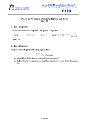 Übung RT 09 - Bode-Diagramm Lehrstuhl Messtechnik und ...