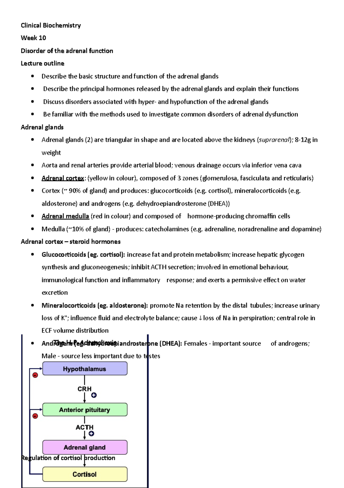 WK 10 Disorder of the adrenal function - Clinical Biochemistry Week 10 ...