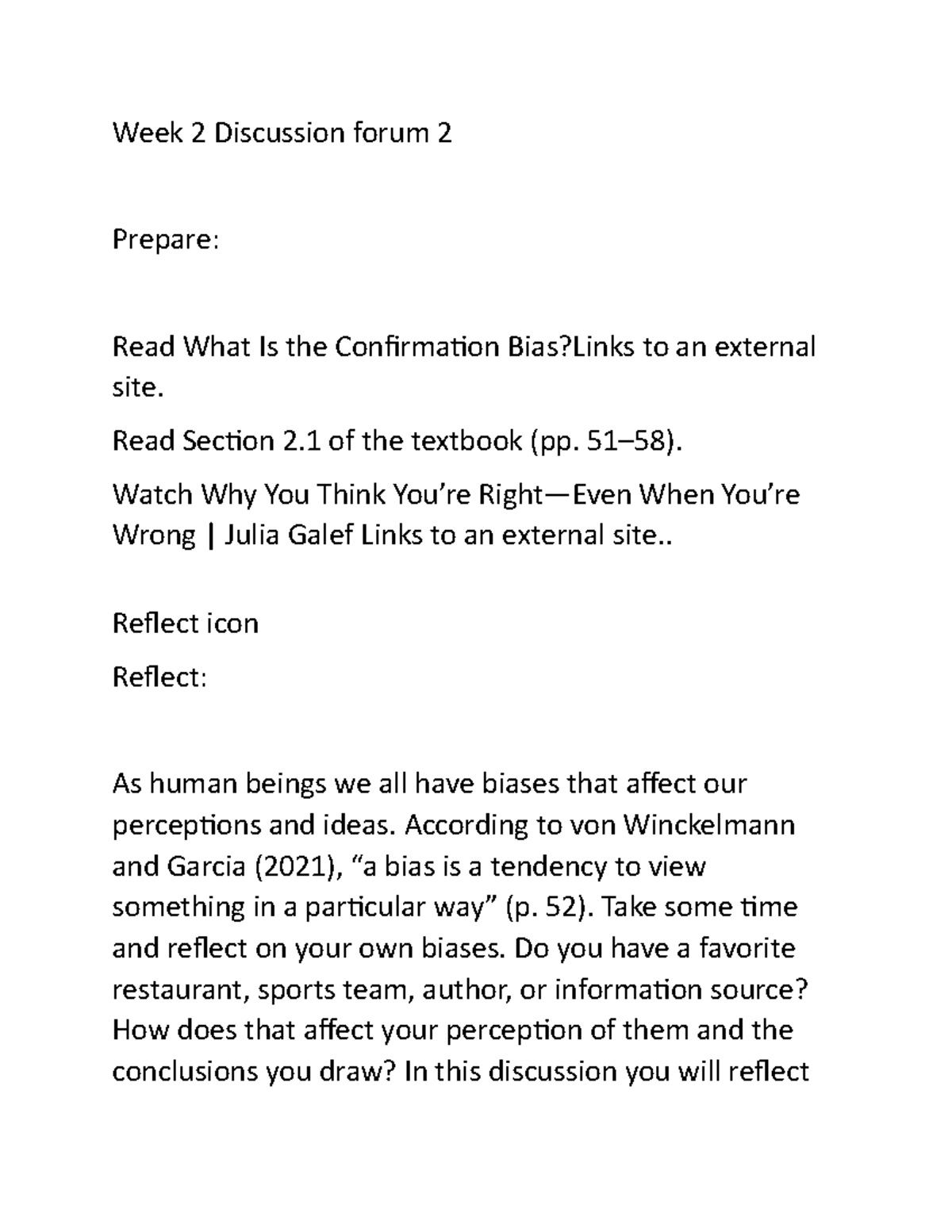 Week 2 Discussion 2 - lecture notes - Week 2 Discussion forum 2 Prepare ...