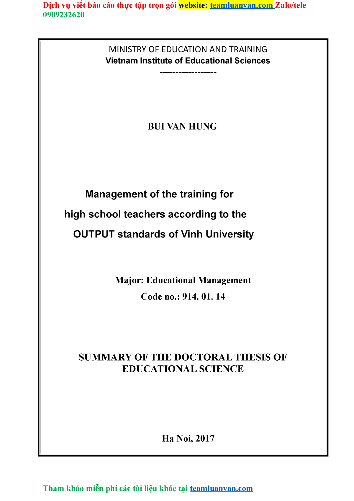 doctoral thesis in educational management