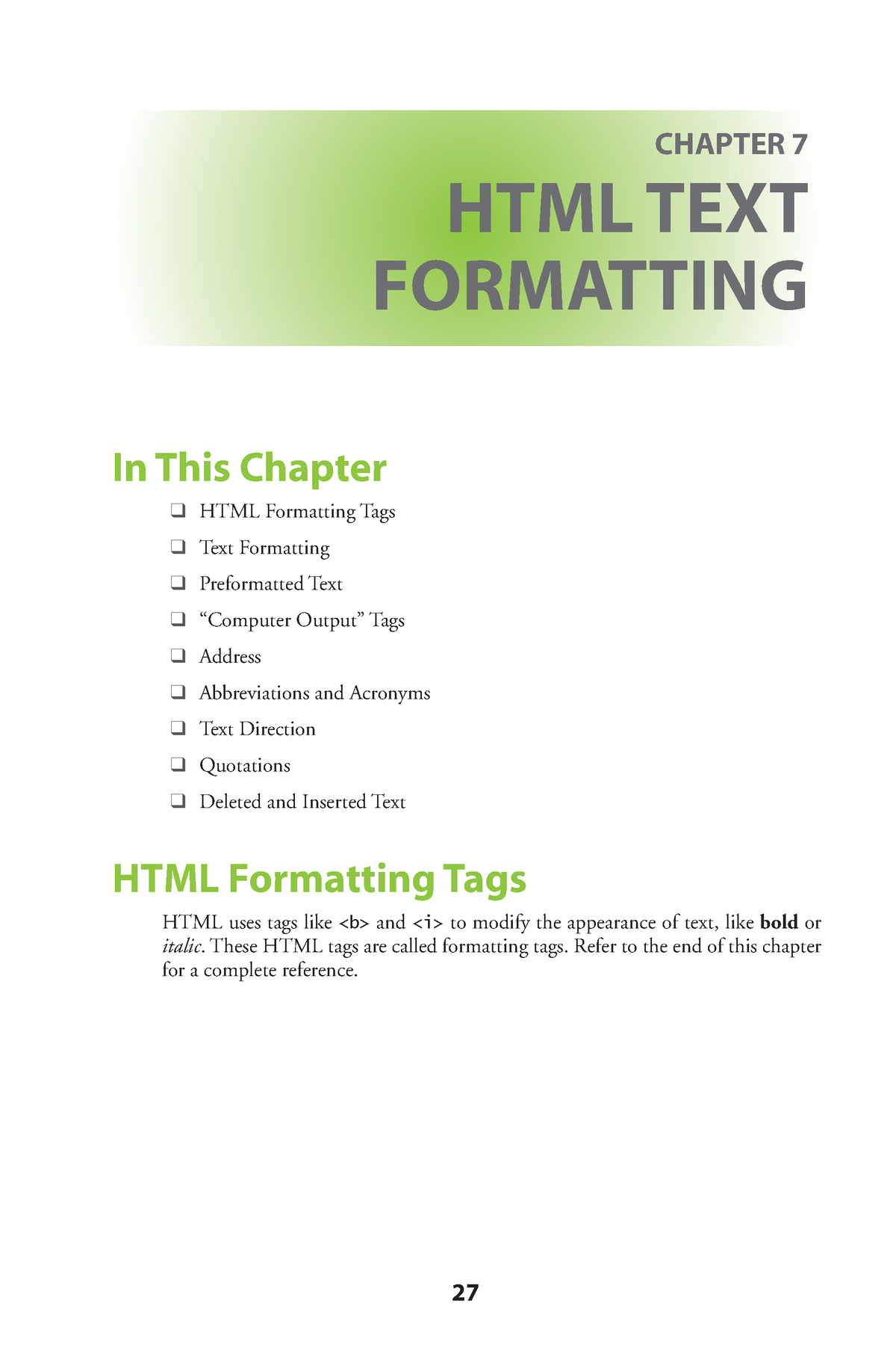 Learn HTML And CSS With W3schools - Chapter 7 HtML Text ForMatting In ...