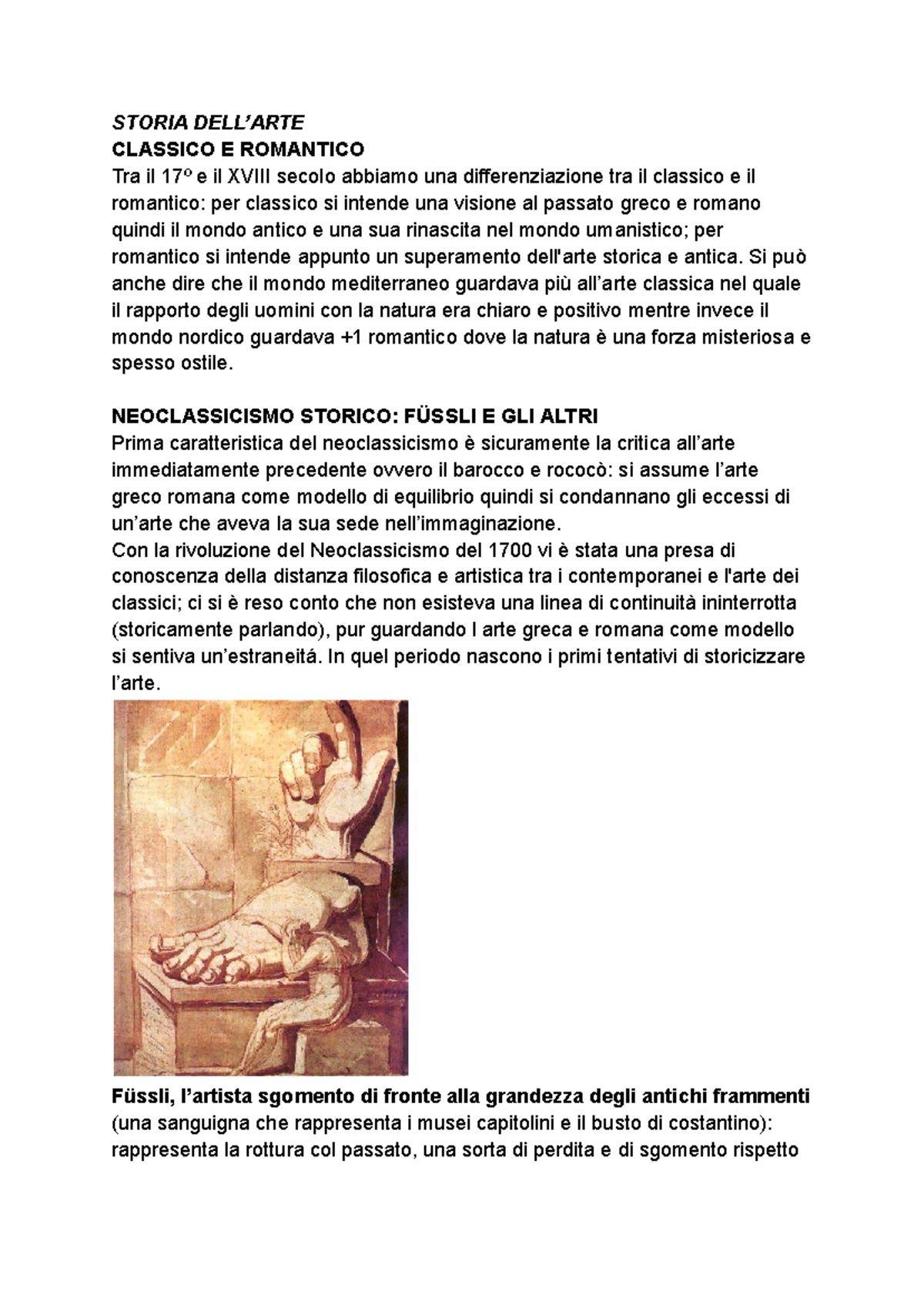 STORIA DELL ARTE PERNA - STORIA DELL’ARTE CLASSICO E ROMANTICO Tra il ...