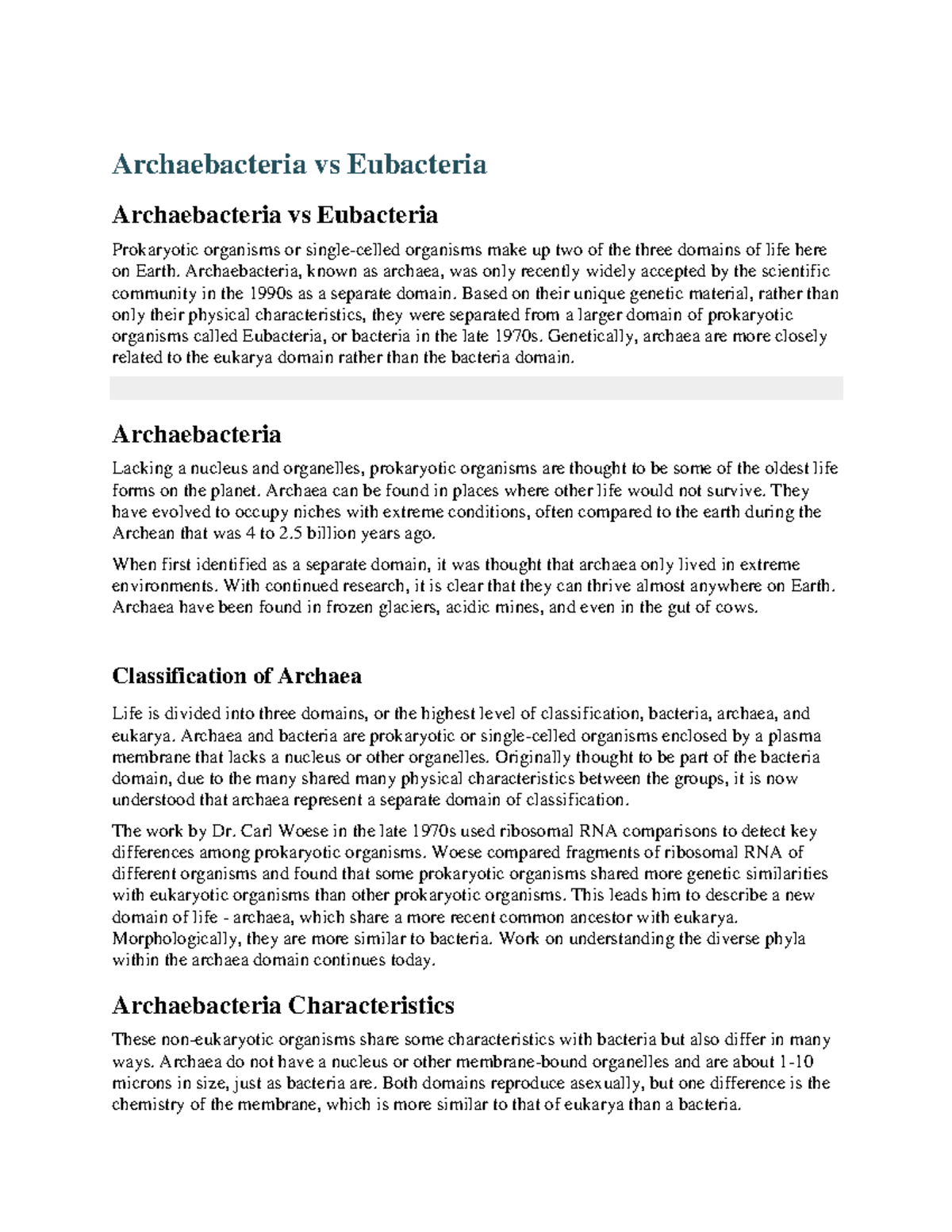 Archaebacteria vs Eubacteria - Archaebacteria vs Eubacteria ...