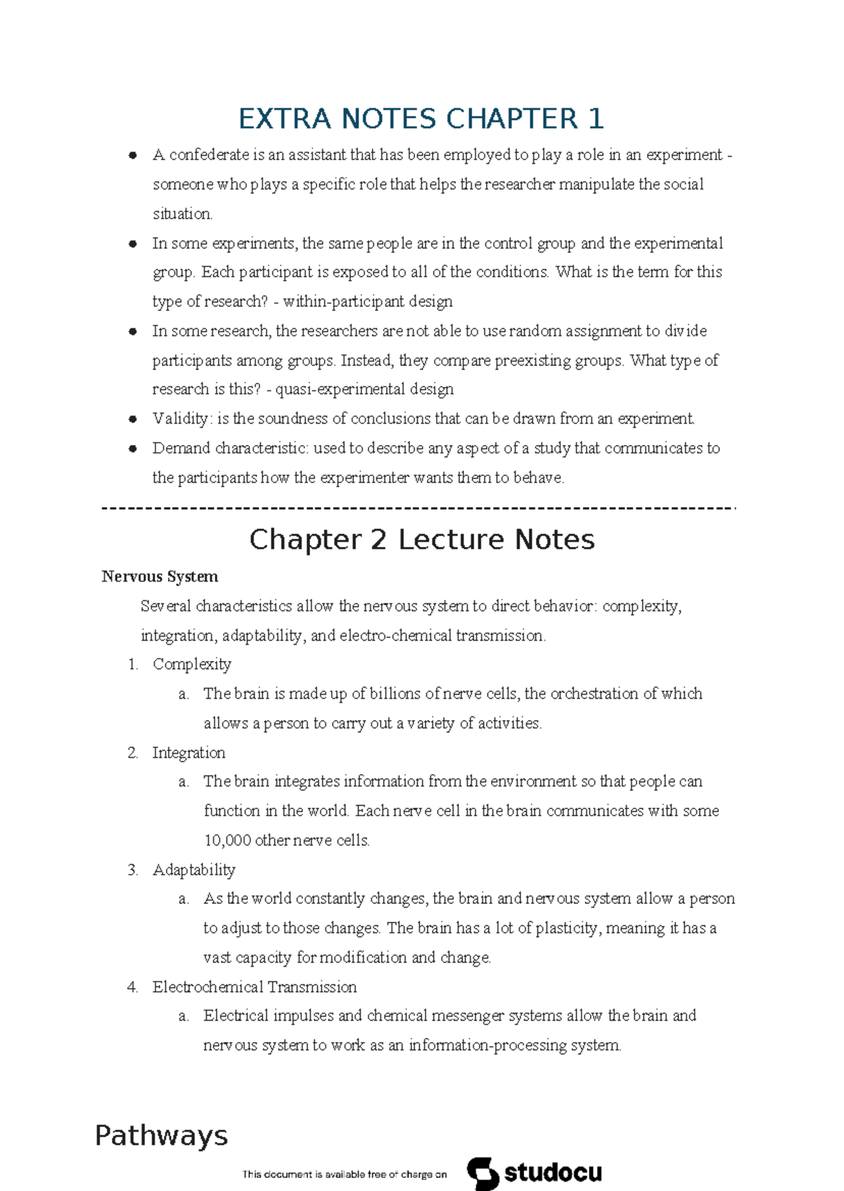 Notes Chapter 1 - EXTRA NOTES CHAPTER 1 A confederate is an assistant ...