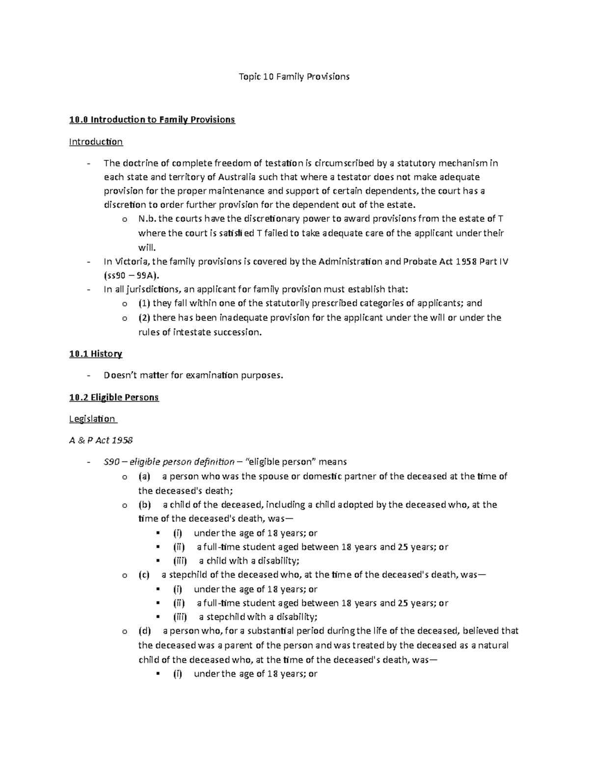 Topic 10 Family Provisions - Topic 10 Family Provisions 10 Introducion ...