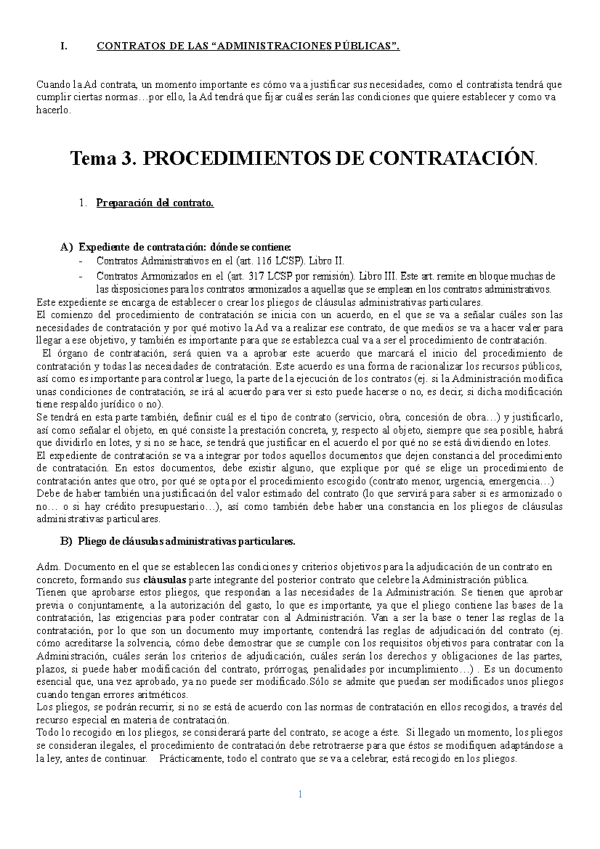 Tema 3 bloque 2 Administrativo II I. CONTRATOS DE LAS