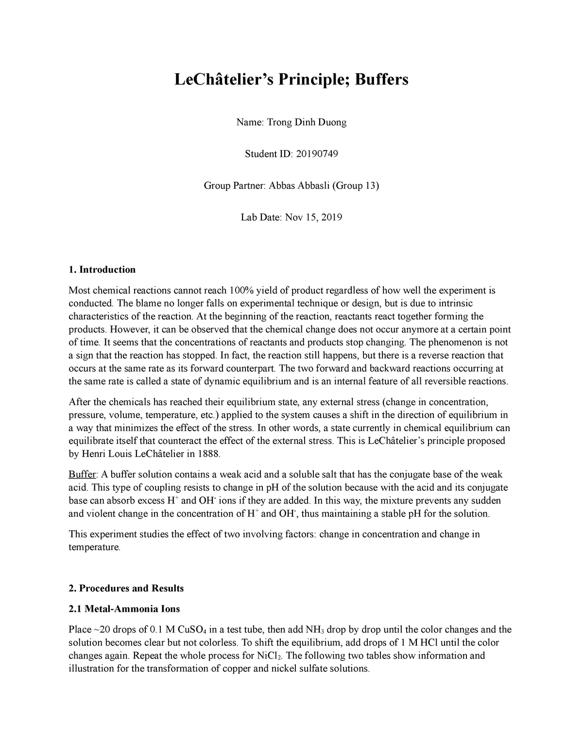 experiment 16 lechatelier's principle buffers report sheet