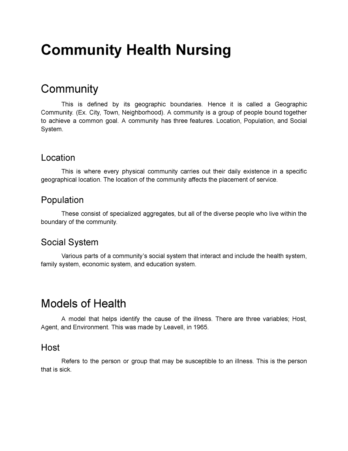 CHN-Notes - CHN Notes - Community Health Nursing Community This is ...