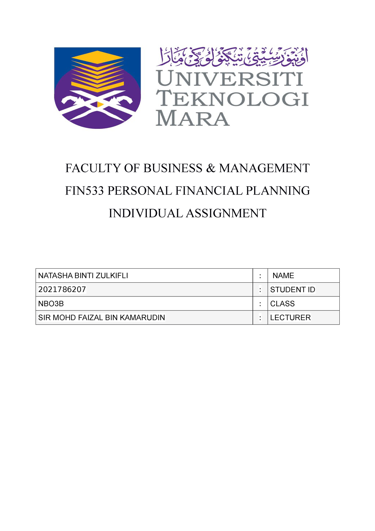 fin533 individual assignment pdf