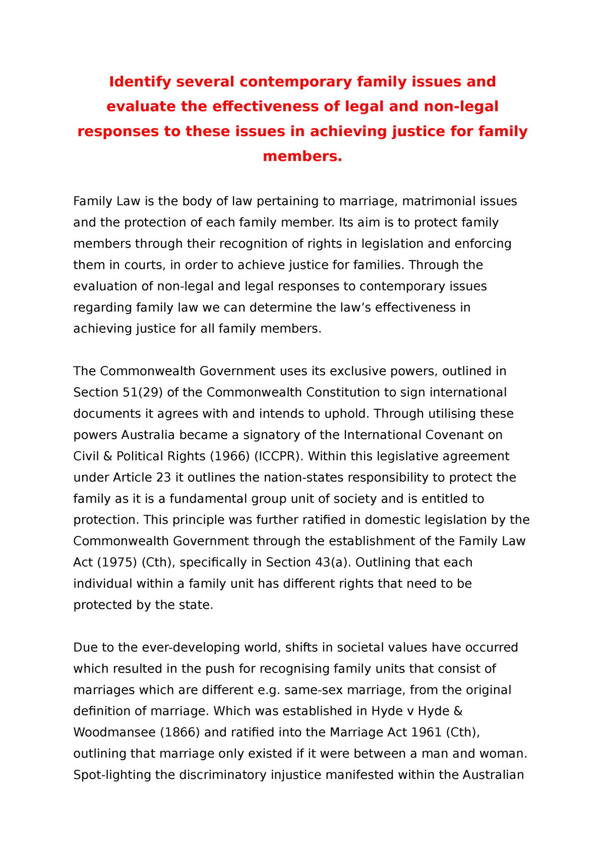 what is family law essay