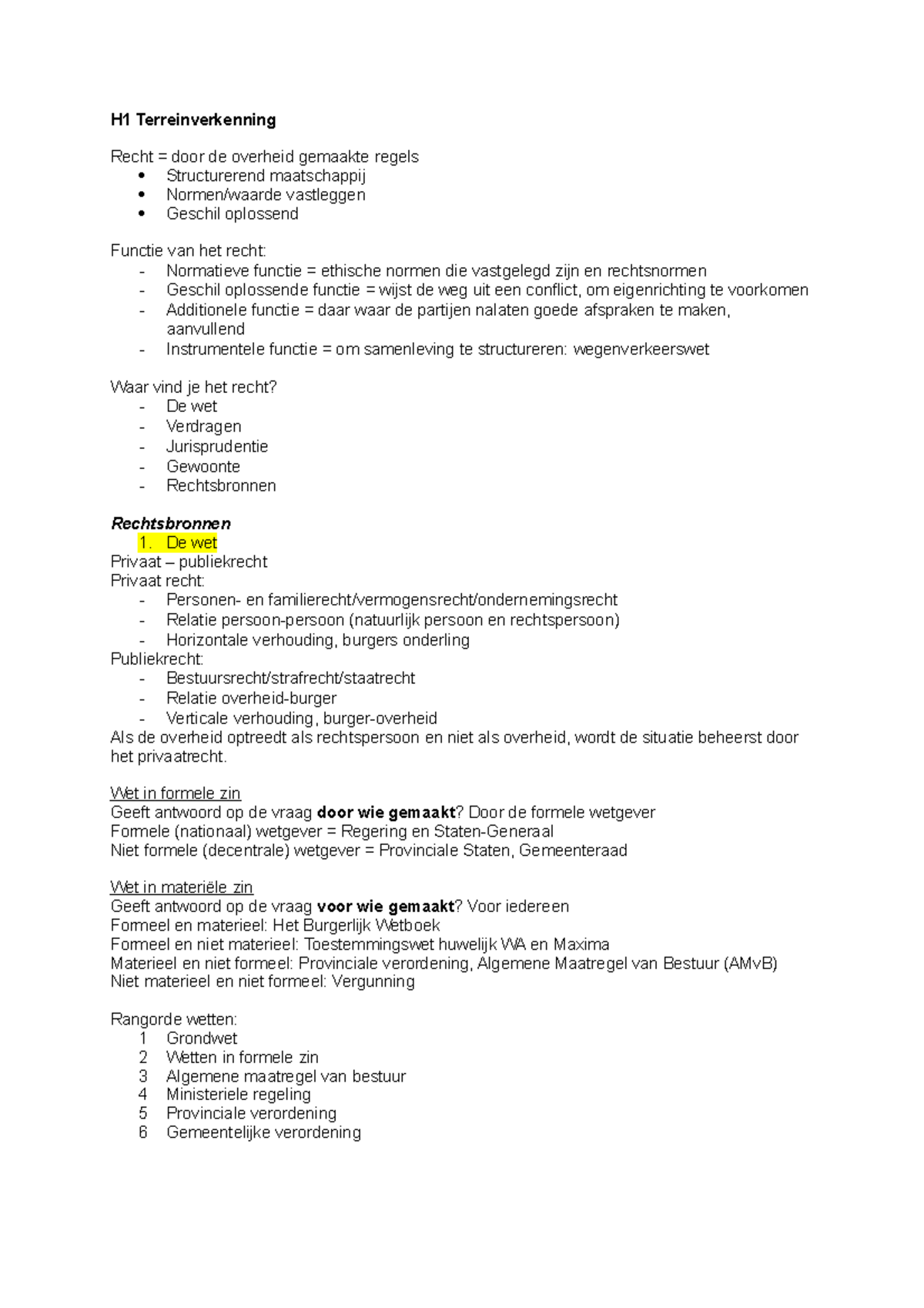 Samenvatting Hoofdlijnen Nederlands Recht - Hoofdstuk 1-7, 10, 12 - H1 ...