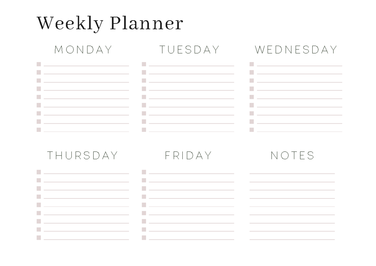 Weekly planner 4 versions A4 size - MATH 1700 - M O N D A Y T U E S D A ...