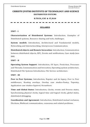 Distributed Systems Lecture Notes - III Year B. Tech. CSE – II Sem L T ...