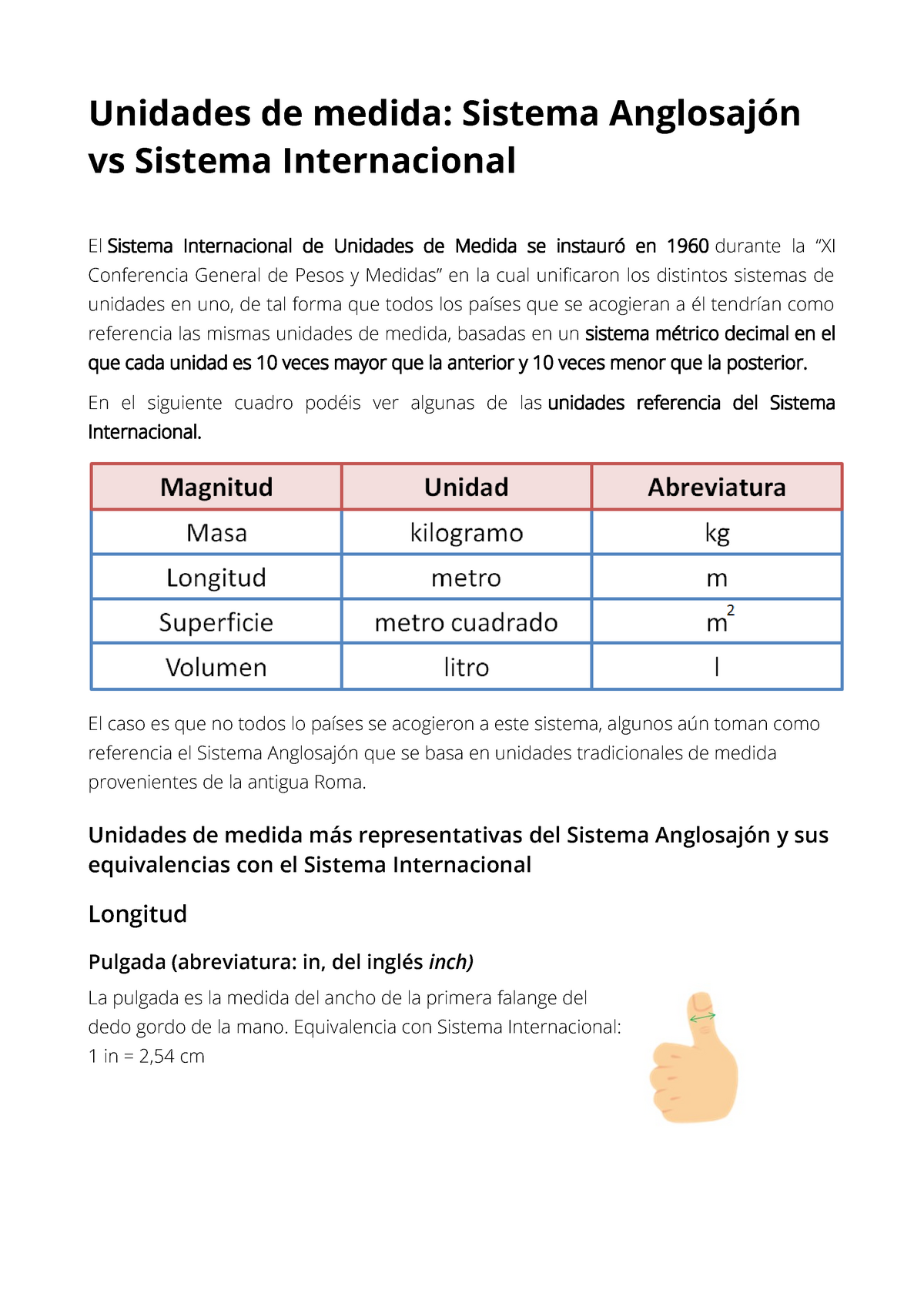 Para Maru Equivalencias Unidades De Medida Sistema Anglosajón Vs Sistema Internacional El