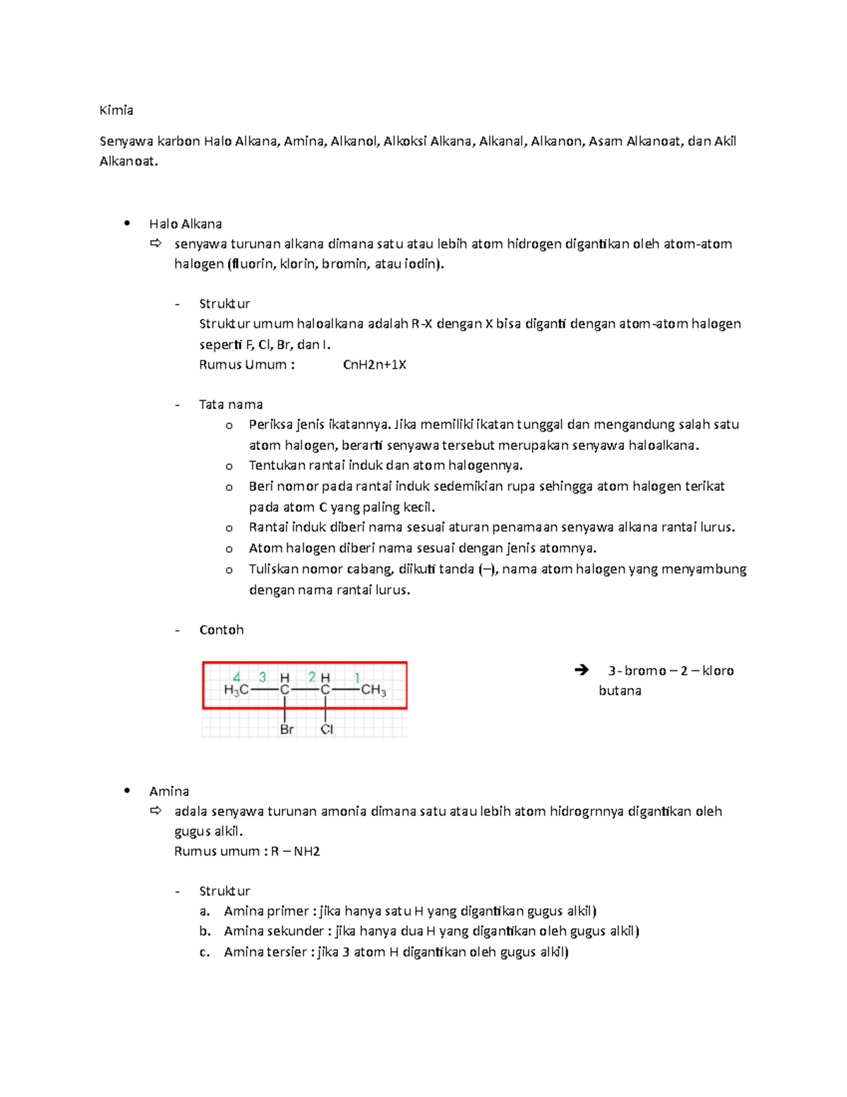 Kimia Senyawa Karbon Halo Alkana, Amina, Alkanol, Alkoksi Alkana ...
