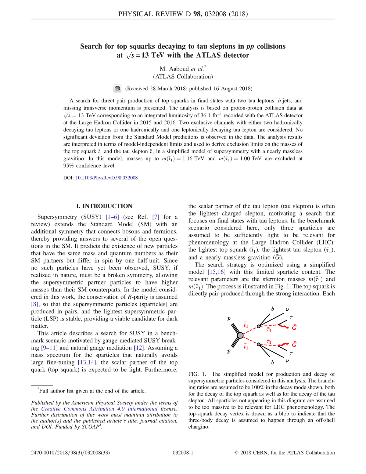 Phys Rev D - Phys Rev D - Search For Top Squarks Decaying To Tau ...