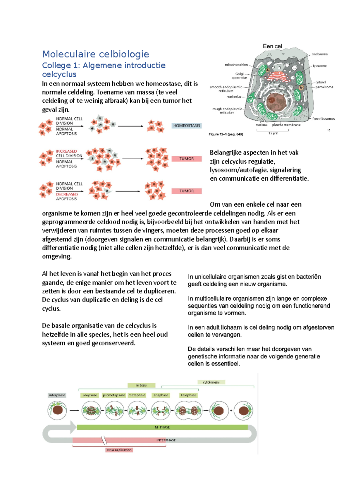 College 1 MCI - Moleculaire Celbiologie College 1: Algemene Introductie ...