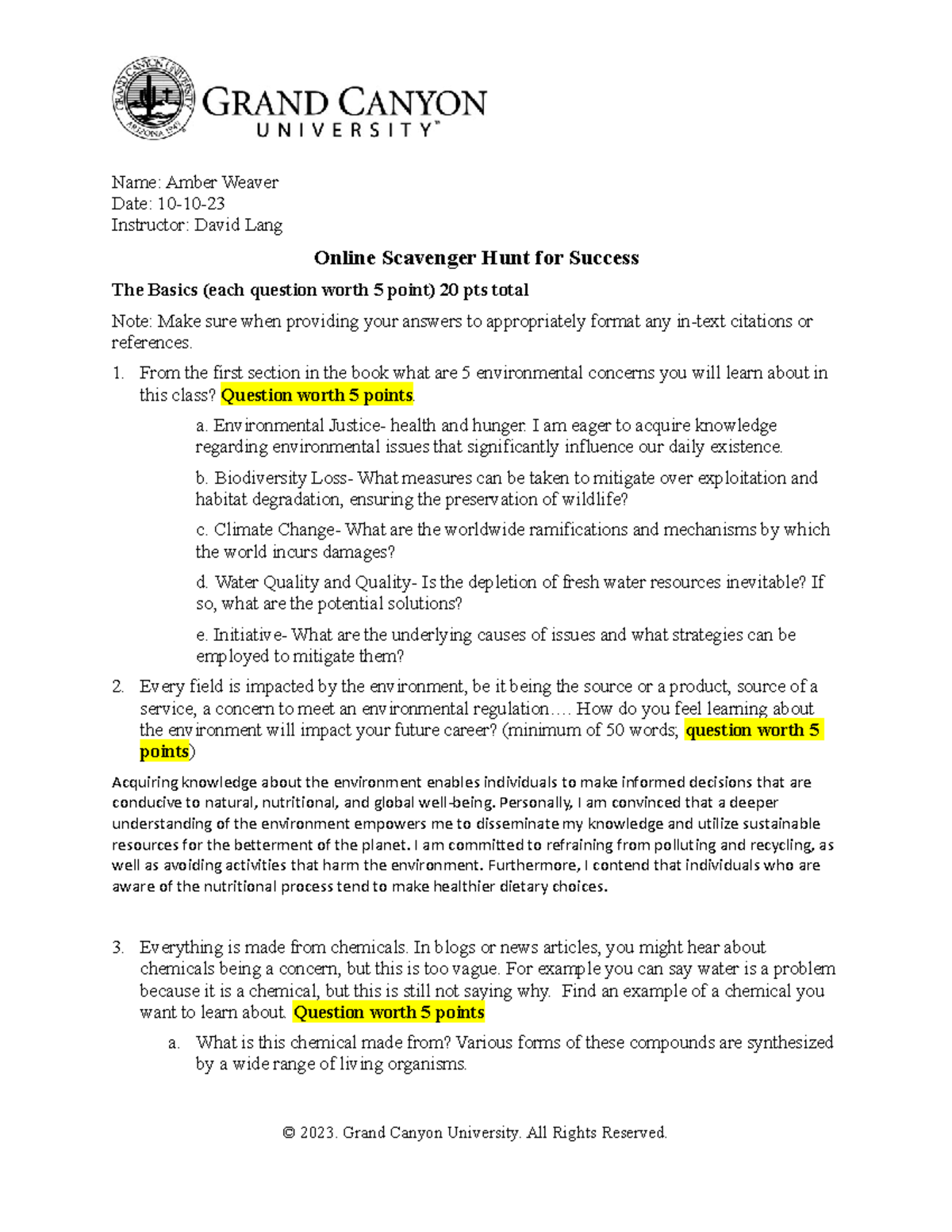 BIO-220-RS-Online Scavenger Hunt For Success Resource - Name: Amber ...