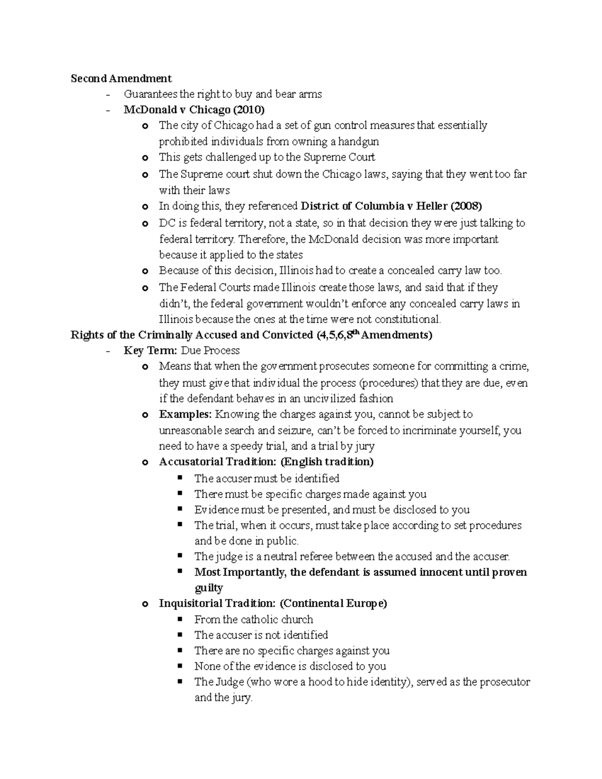 9.24 Lecture Second Amendment Second Amendment Guarantees the right