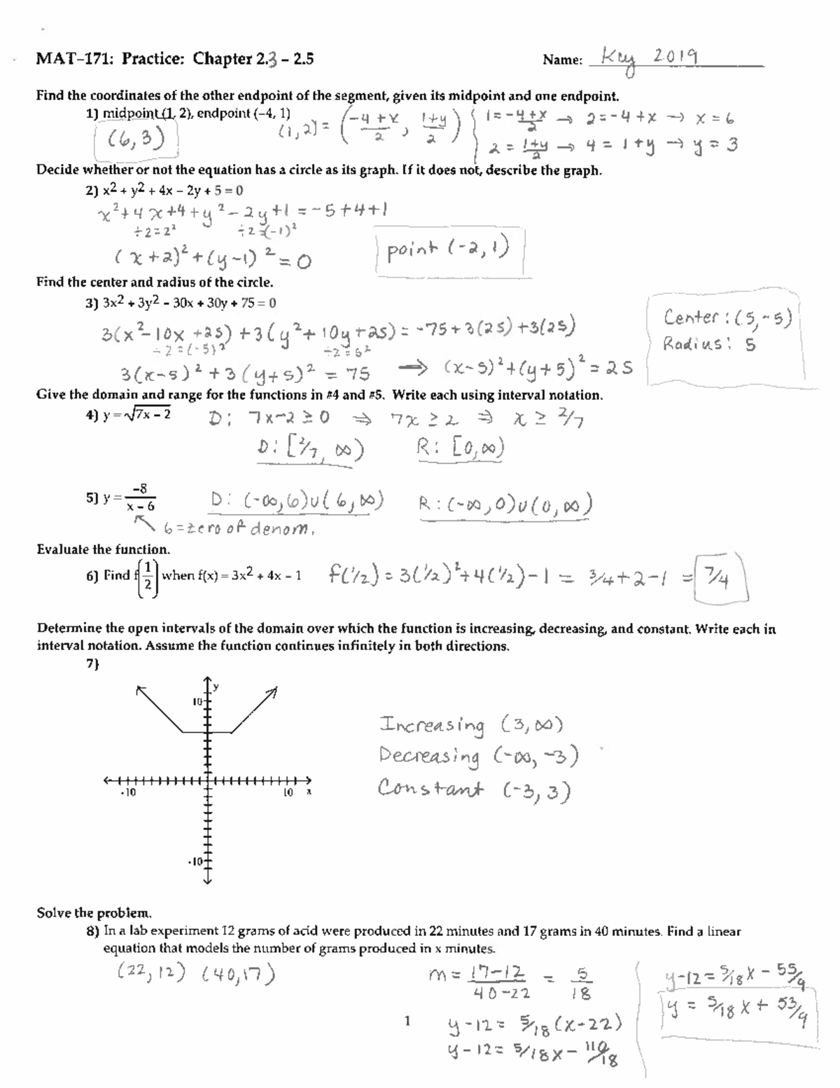 Practice Problems 2.3 - 2.5 Solutions - MAT 171 - Studocu