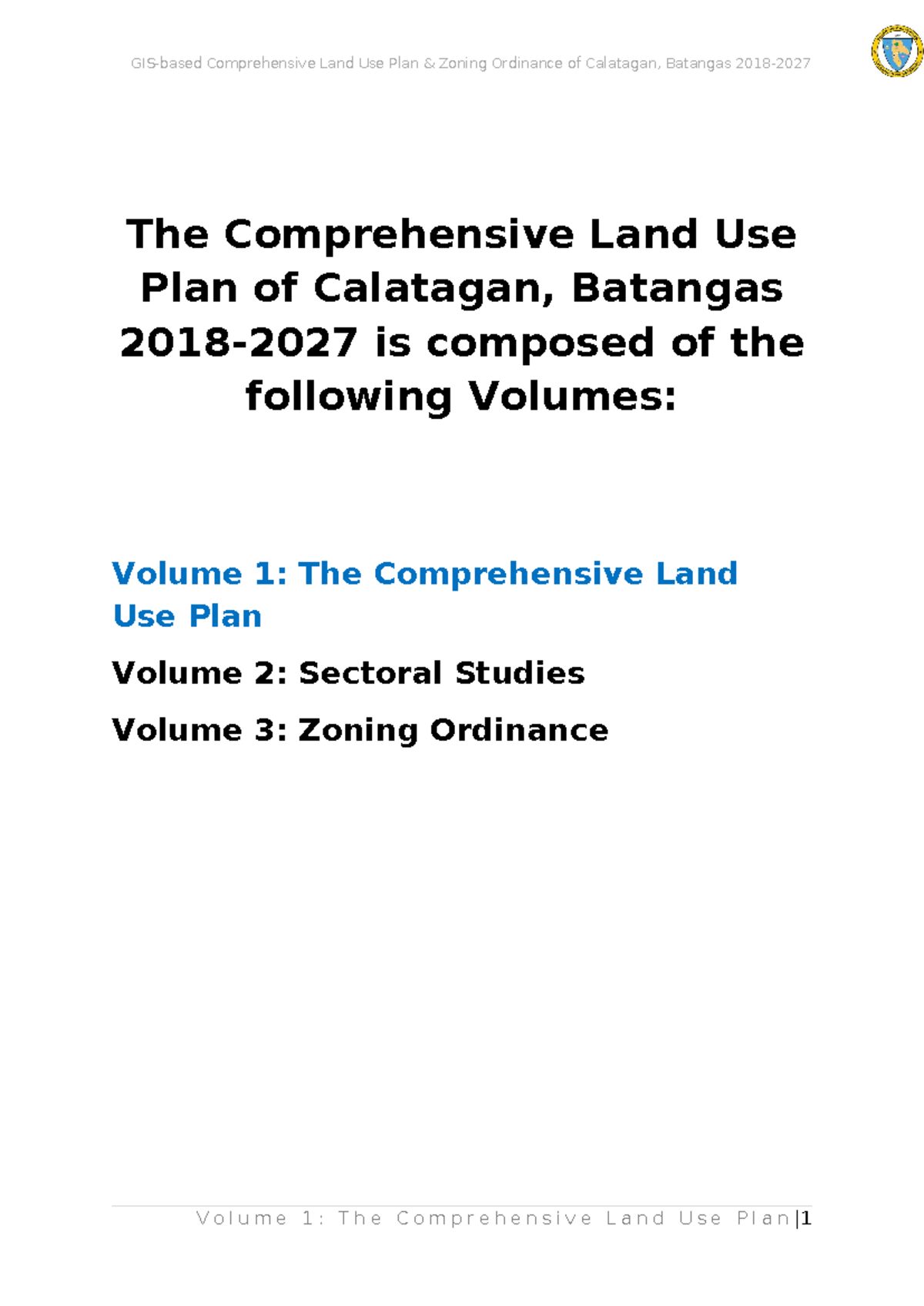 Calatagan CLUP Vol 1 - The Comprehensive Land Use Plan of Calatagan ...