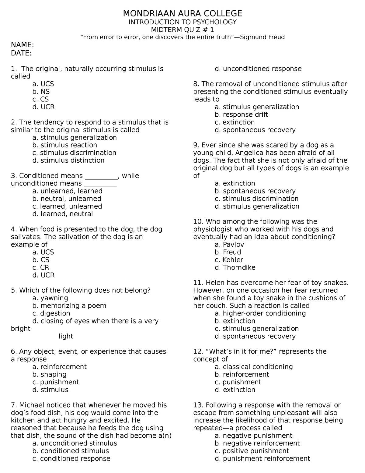 Intro To Psych Midterm Qiiz (1) - MONDRIAAN AURA COLLEGE INTRODUCTION ...