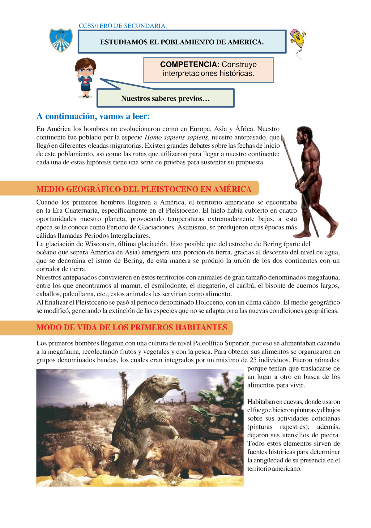 Poblamiento DE América - MEDIO GEOGRÁFICO DEL PLEISTOCENO EN AMÉRICA ...