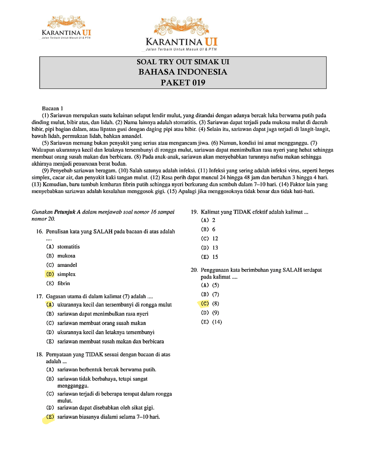 2 - Latihans Soal - Science - SOAL TRY OUT SIMAK UI BAHASA INDONESIA ...