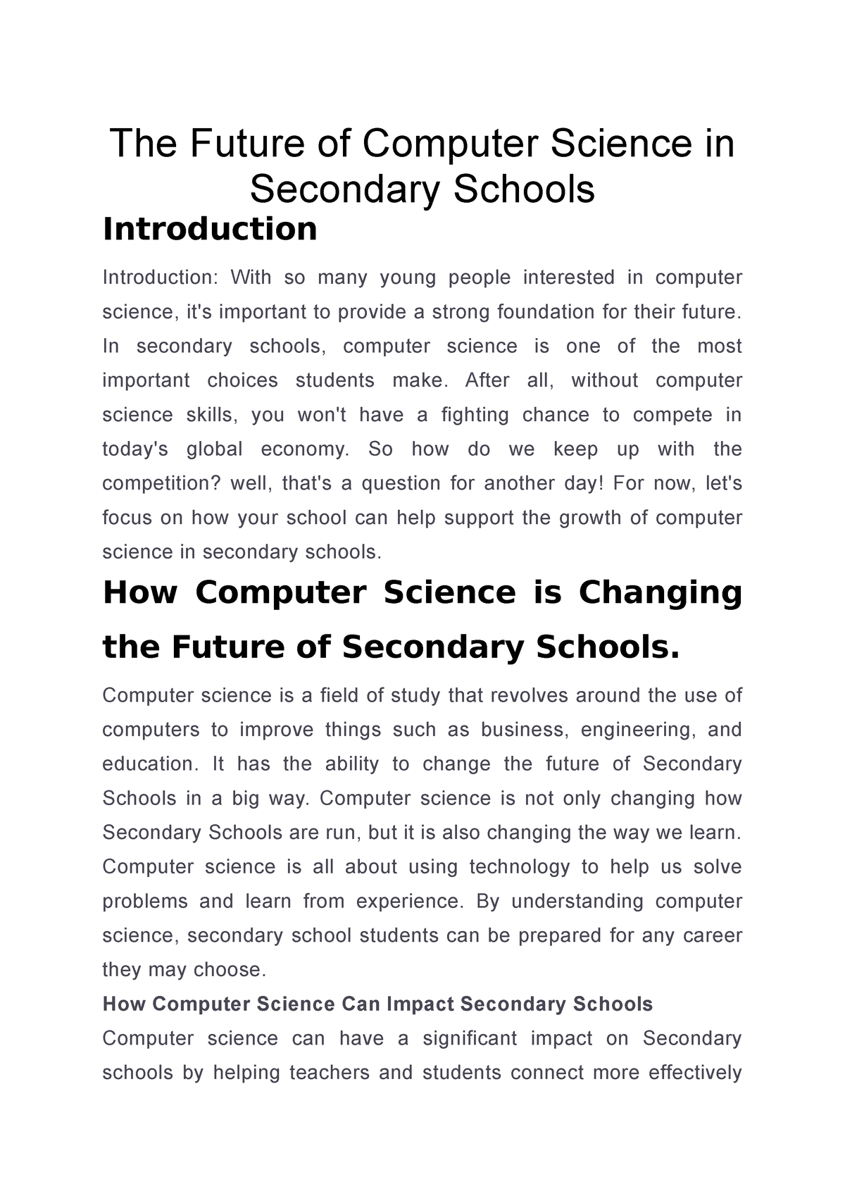 future of computer science essay