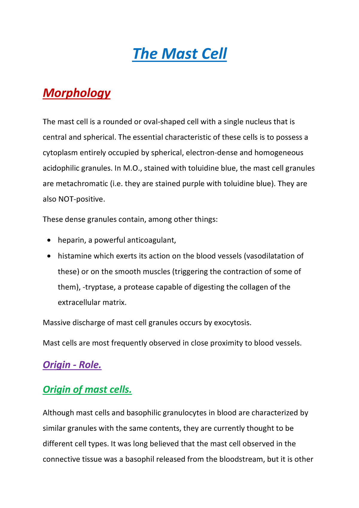 The Mast Cell - The Mast Cell - The Mast Cell Morphology The mast cell ...