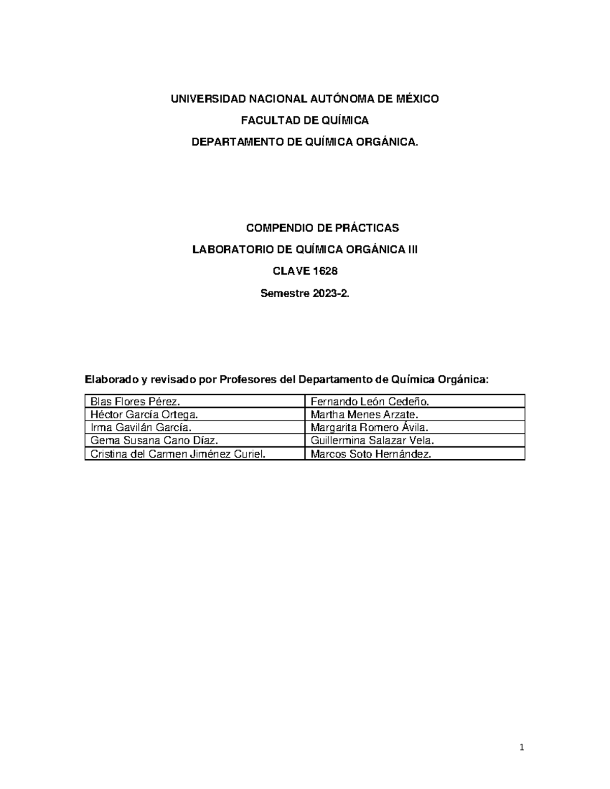 Compendio Pr Ã¡cticas De Qu Ã Mica Org Ã¡nica III 1628 QA 2023-2 Final ...