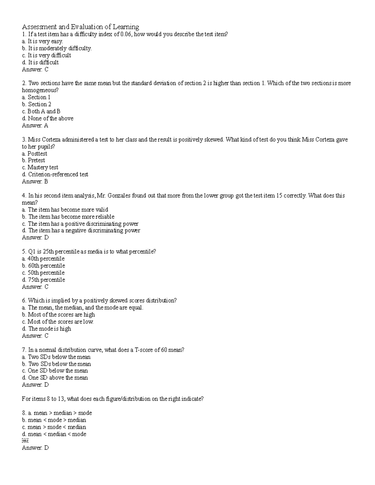 Assessment And Evaluation Of Learning - Assessment and Evaluation of ...