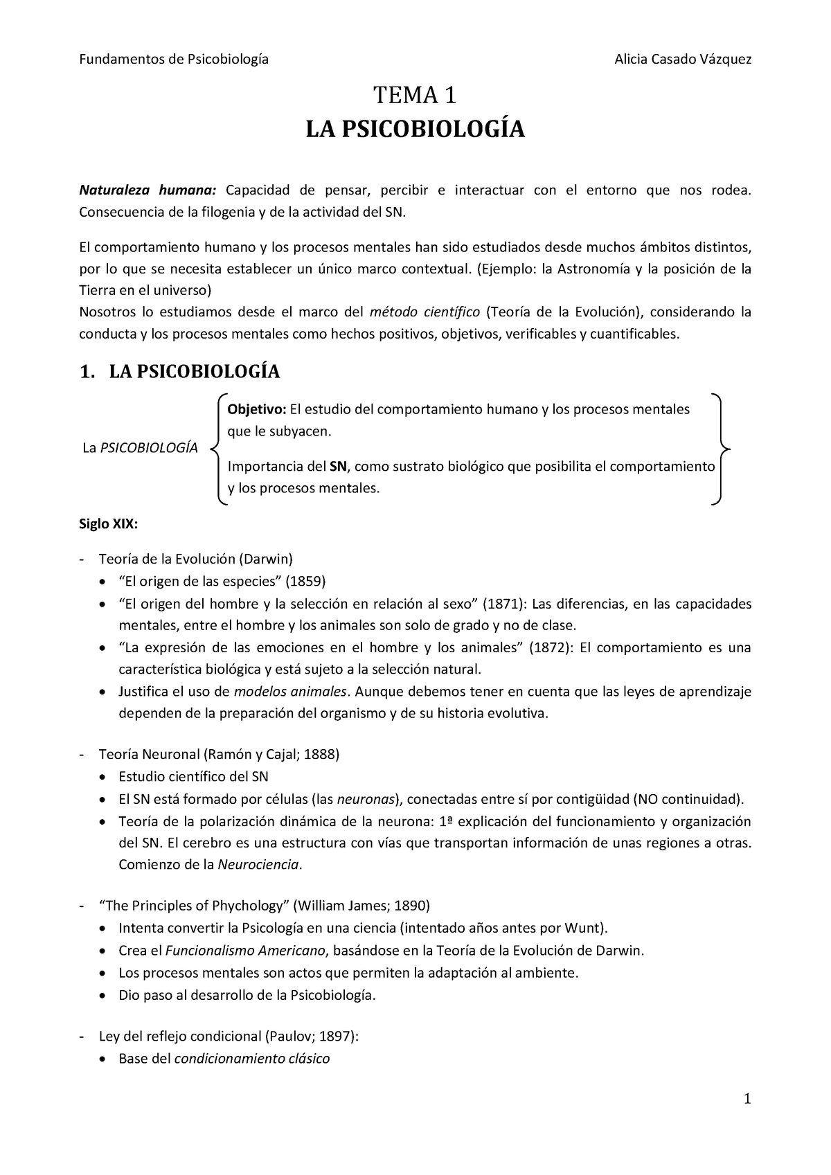 Resumen TEMA 1 Fundamentos De Psicobiología UNED - TEMA 1 LA ...