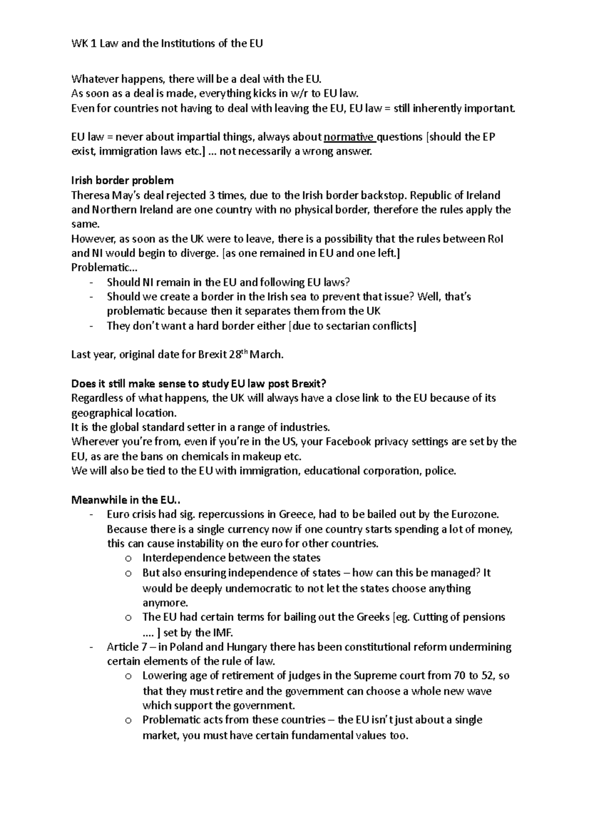 LL232 Lecture 1 History & Future of EU - Whatever happens, there will ...