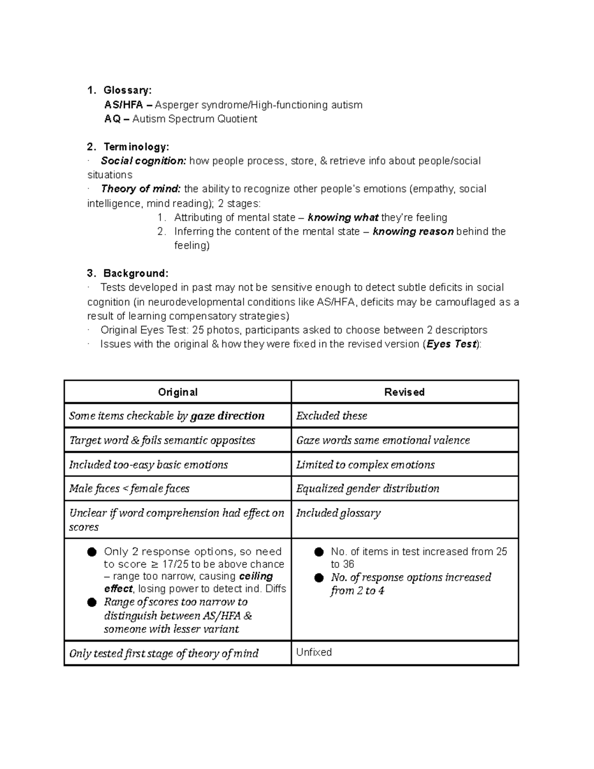 Eyes Test - Baron-Cohen - 1. Glossary: AS/HFA – Asperger syndrome/High ...