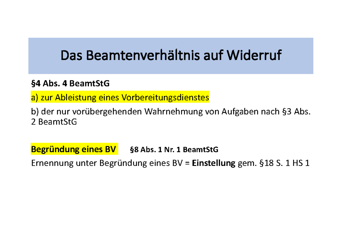 Beamte auf Widerruf Mitschiften (Beamtenrecht) Klasse Studocu Beamte auf Widerruf Mitschiften (Beamtenrecht) Klasse Studocu