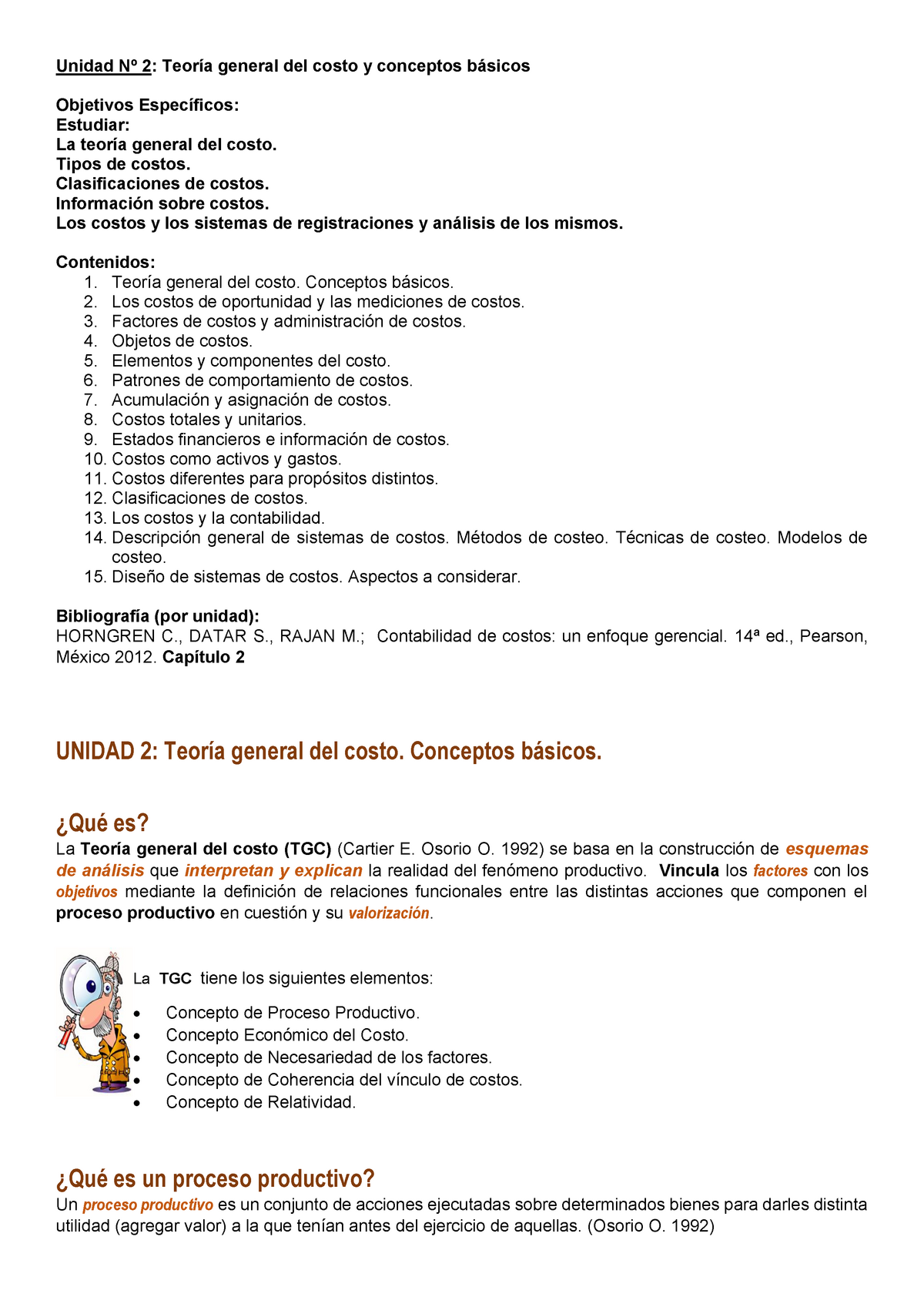 Unidad 1 Costos Y Gestion Parte 2 Unidad Nº 2 Teoría General Del Costo Y Conceptos Básicos 5436